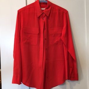 Equipment Silk cherry red blouse l/s size XS